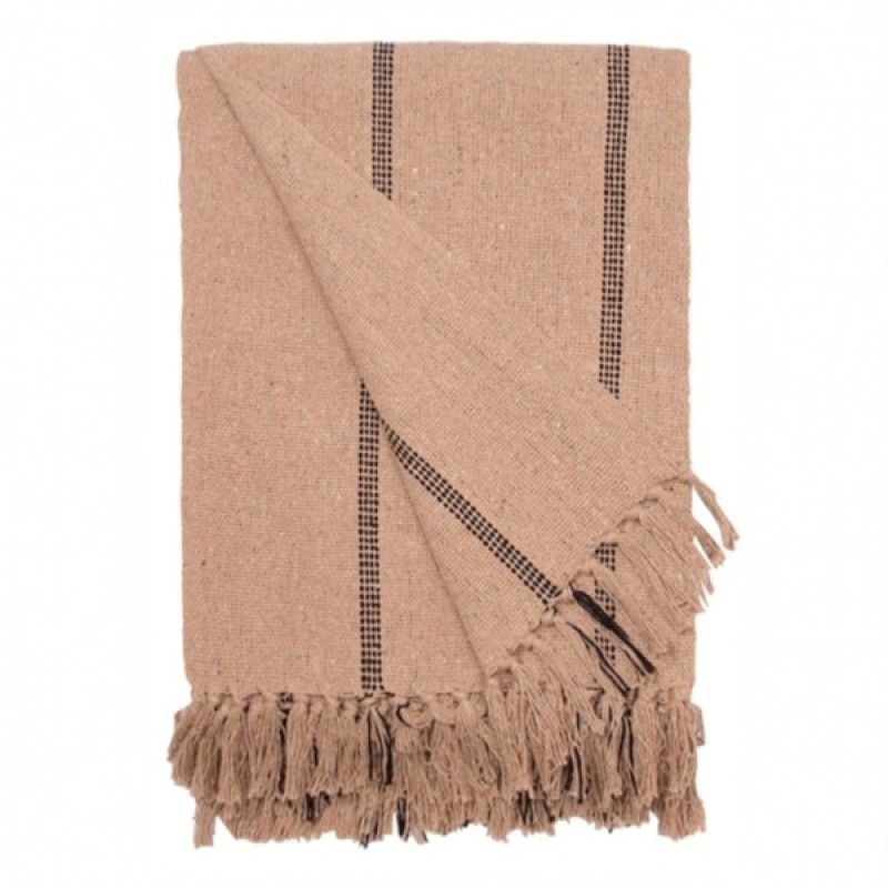 BEDSPREAD STRIPE BIG BEIGE BLACK
